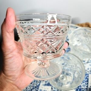 Vtg Hazel Atlas Big Top Peanut Butter Sherbet Footed Dessert Cups 3.5" Set of 4